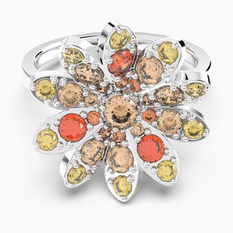 خاتم Eternal Flower، شكل زهرة، ألوان متعددة، لمسة نهائية من معادن مختلطة