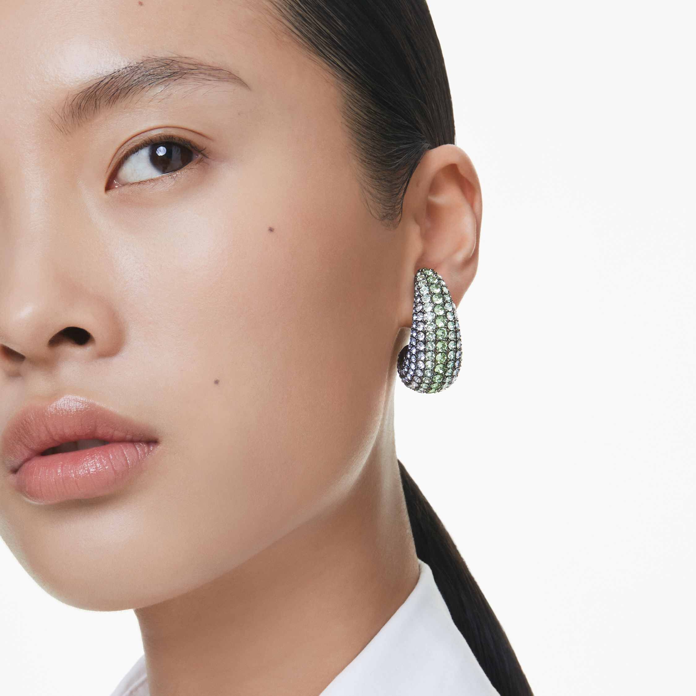 swarovski أقراط متدلية sublima، قطع مستدير، حجم صغير، ألوان متعددة، طلاء روثينيوم