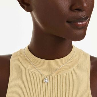 swarovski constella pendant  round cut  dancing stone  white  rhodium plated