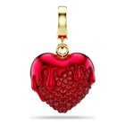 swarovski idyllia charm  round cut  heart  red  gold tone plated