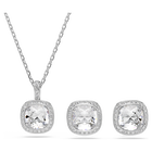 swarovski طقم una angelic، قطع كوشن، لون أبيض، طلاء روديوم