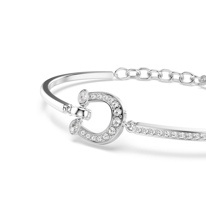 swarovski سوار symbolica، أحجار كريستال صغيرة متراصة، شكل حدوة حصان، لون أبيض، طلاء روديوم