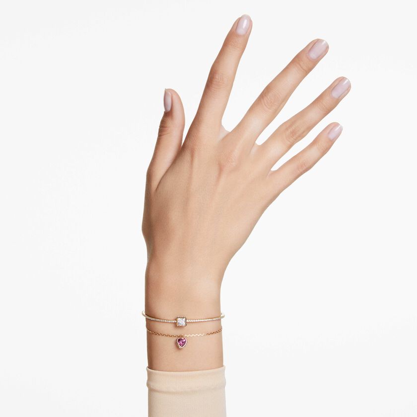 swarovski سوار chroma، شكل قلب، لون أحمر، طلاء باللون ذهبي