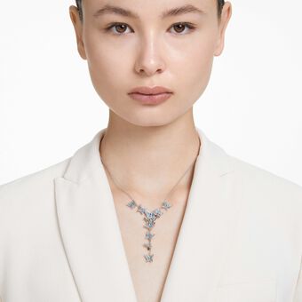 swarovski عقد lilia y، على شكل فراشة، لون أزرق، طلاء روديوم