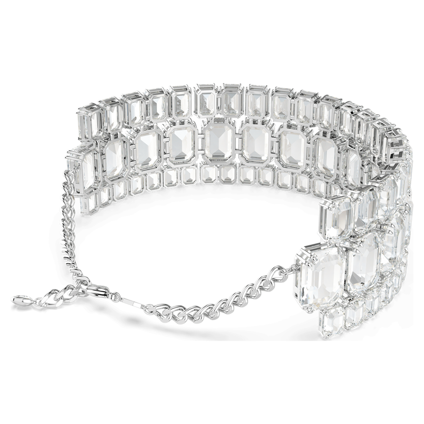 swarovski عقد شوكر millenia، قطع مثمن، لون أبيض، طلاء روديوم
