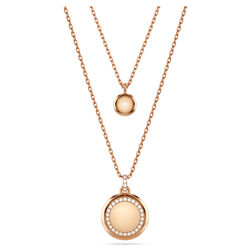swarovski قلادة متعددة الطبقات sublima، لون أبيض، لمسة نهائية من الذهب الوردي عيار 18 قيراط