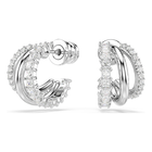 swarovski hyperbola hoop earrings  round cut  mini  white  rhodium plated