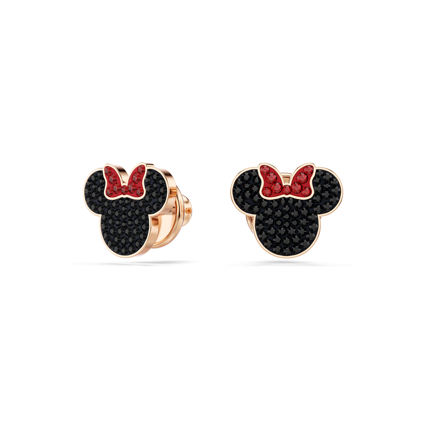 swarovski mickey   minnie stud earrings  multicolored  rose gold tone plated
