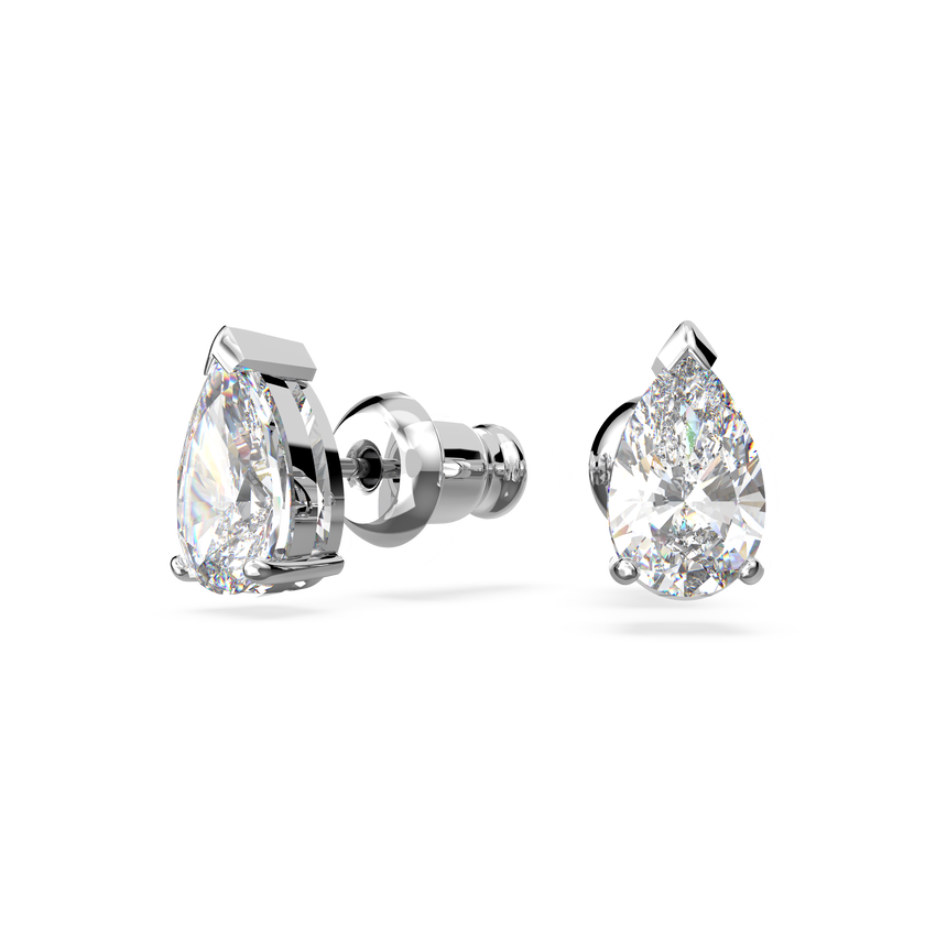 swarovski طقم attract على شكل كمثري، لون أبيض، طلاء روديوم