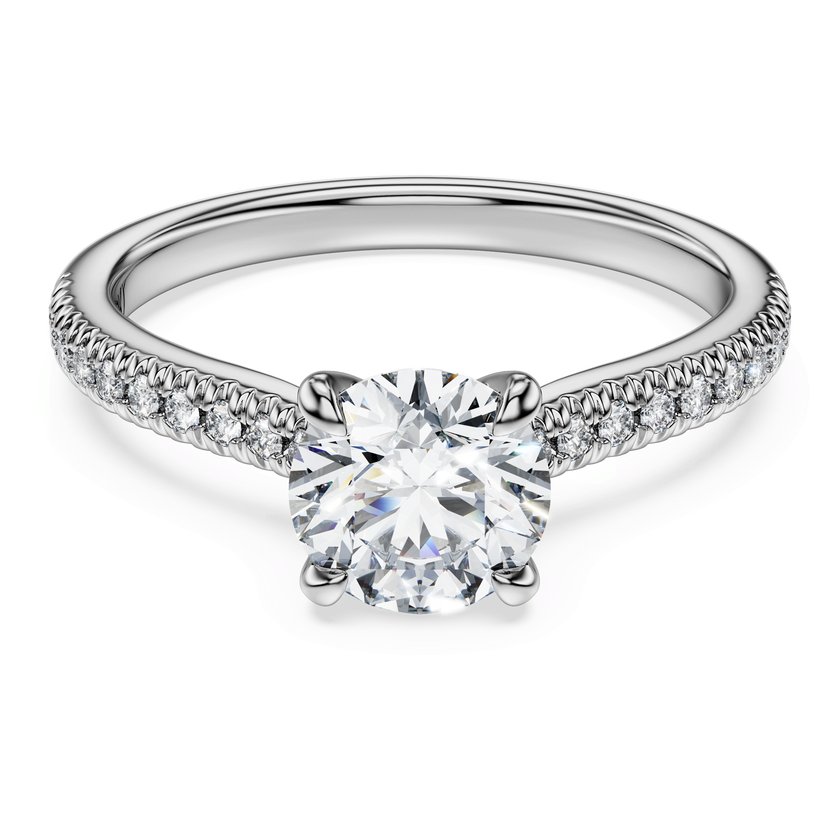 swarovski خاتم سوليتير eternity، ألماس مُصنع في المختبر إجمالي 1 2 قيراط، شكل دائري، ذهب أبيض عيار 18 قيراط