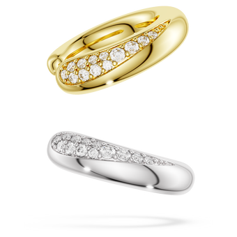 swarovski أساور الأذن classica، قطع مستدير، لون أبيض، فضة استرليني، لمسة نهائية من الذهب عيار 18 قيراط