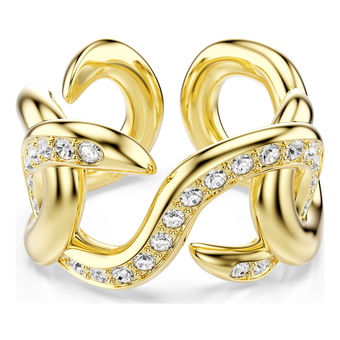 swarovski خاتم مفتوح dextera، قطع مستدير، لون أبيض، طلاء باللون الذهبي