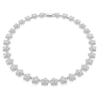 عقد ariana grande x swarovski، قطع مستدير، شكل زهرة، لون أبيض، طلاء روديوم