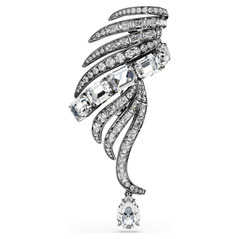 swarovski بروش the vienna collection، شكل ريشة، لون أبيض، طلاء روثينيوم