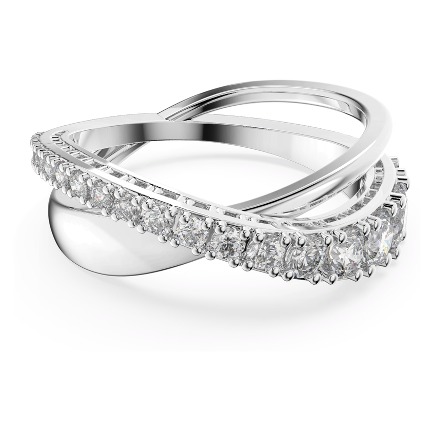 swarovski خاتم hyperbola، قطع مُستدير، لون أبيض، طلاء روديوم