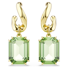 swarovski أقراط متدلية millenia، قطع مُثَمَّن، لون أخضر، لمسة نهائية من الذهب عيار 18 قيراط
