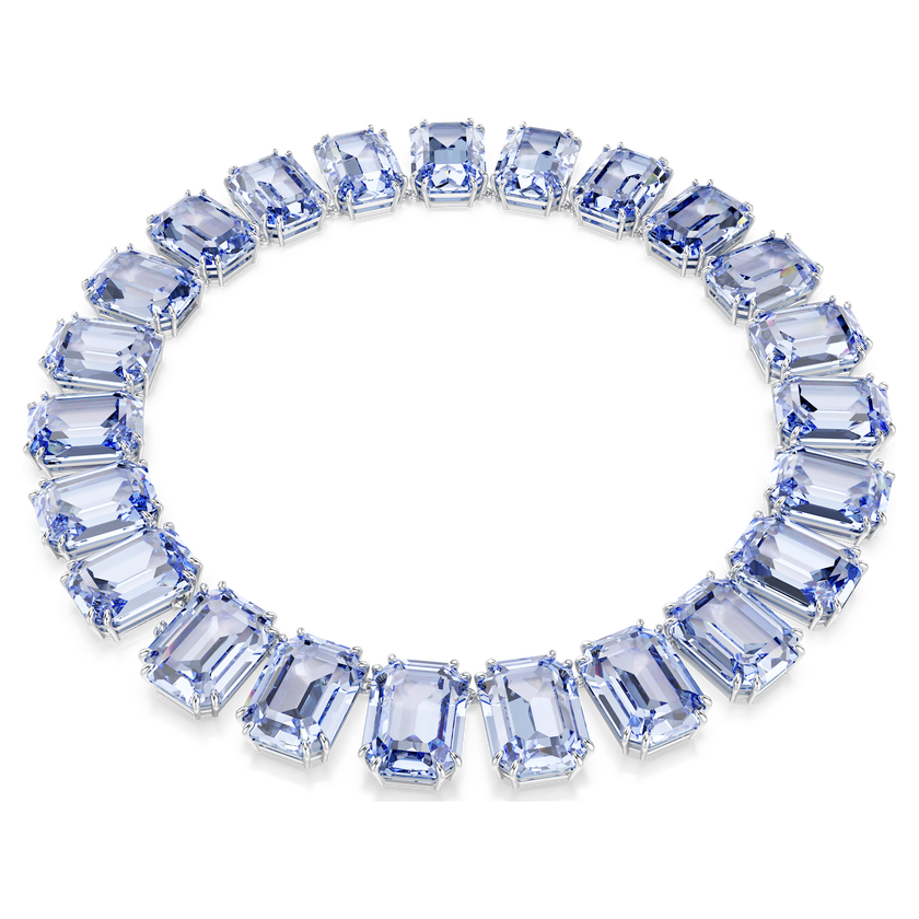 swarovski عقد millenia tennis، قطع مثمن، لون أزرق، طلاء روديوم