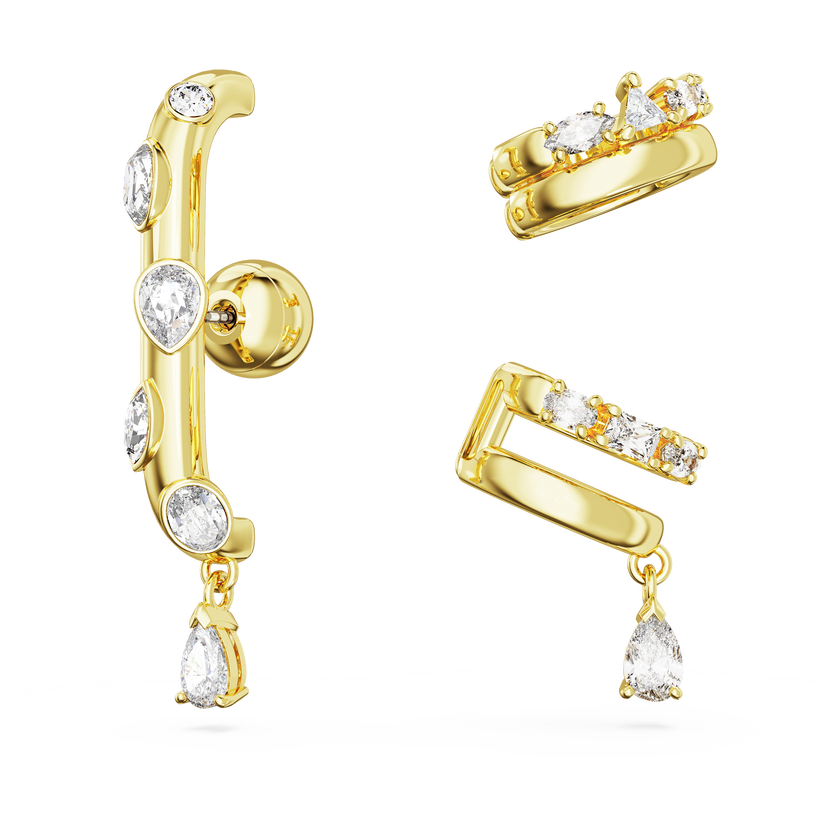 swarovski حلية للأذن imber، طقم مكون من 3 قطع، قطع متنوع، لون أبيض، طلاء بلون ذهبي