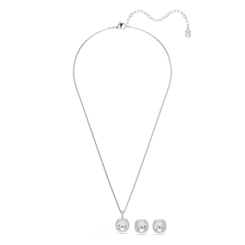 swarovski طقم una angelic، قطع كوشن، لون أبيض، طلاء روديوم