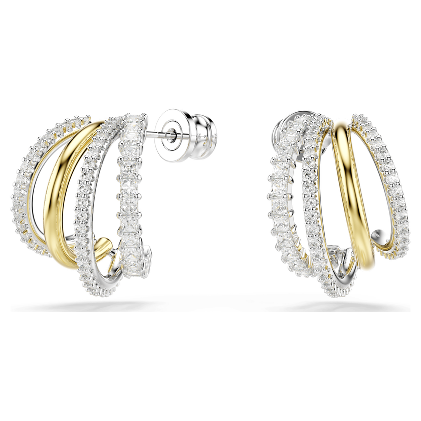 swarovski أقراط حلقية hyperbola، قطع متنوع، حجم صغير، لون أبيض، لمسة نهائية من معادن مختلطة