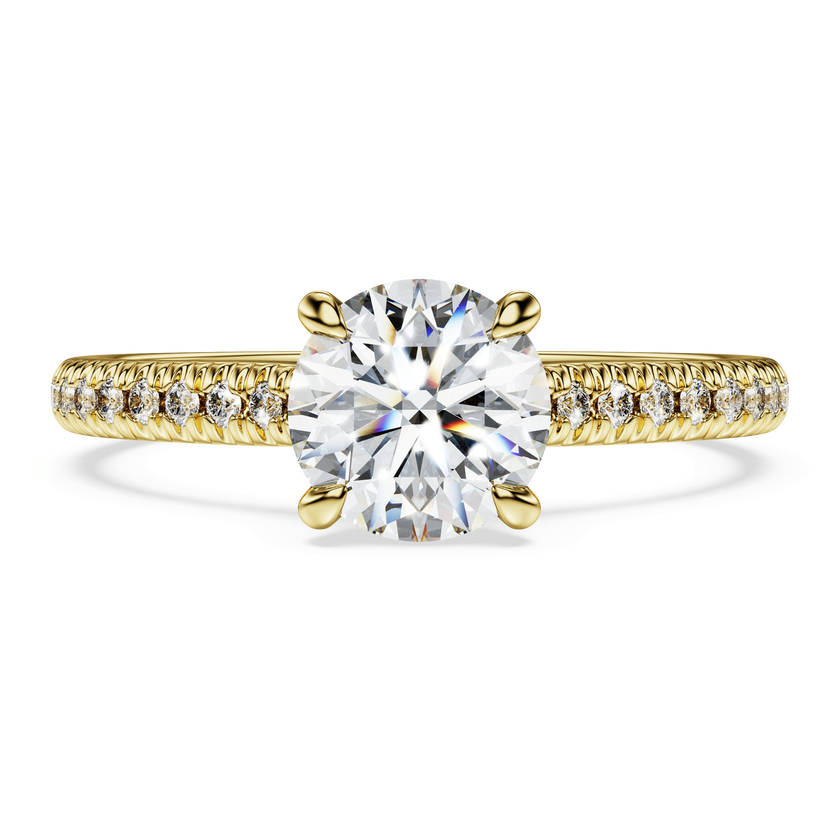 swarovski خاتم سوليتير eternity، أحجار ألماس مُصنعة في المختبر بإجمالي 1 2 قيراط، قطع مستدير، ذهب أصفر عيار 18