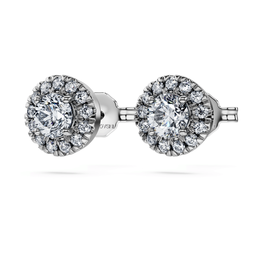 swarovski أقراط دبوسية eternity، أحجار ألماس مُصنعة في المختبر بإجمالي 0 75 قيراط، ذهب أبيض عيار 18