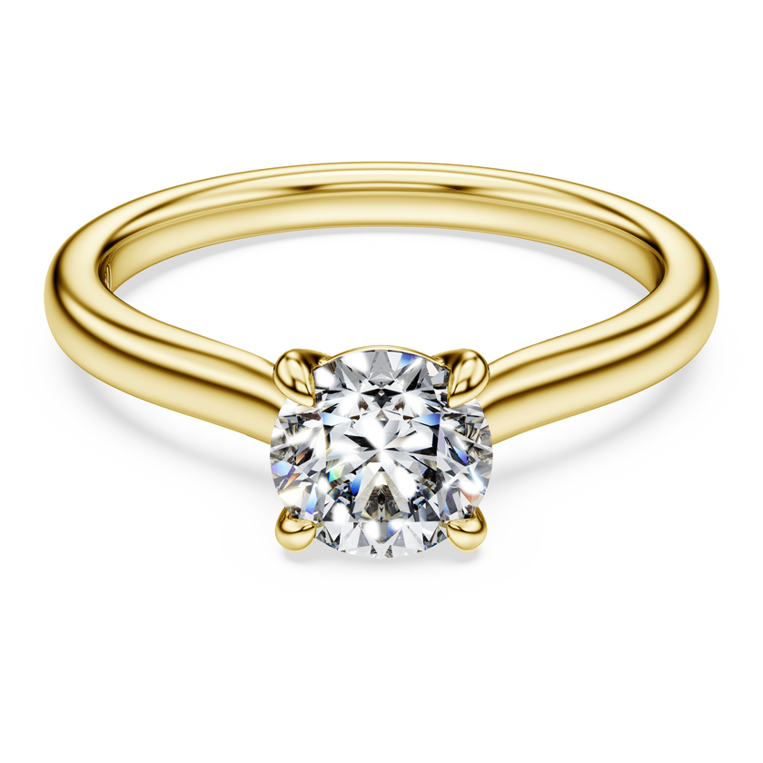 swarovski خاتم سوليتير eternity، ألماس مُصنع في المختبر إجمالي 1 قيراط، شكل دائري، لون أبيض، ذهب أصفر عيار 18 قيراط