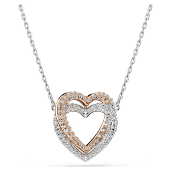 swarovski عقد hyperbola، قطع مُستدير، قلب، لون أبيض، لمسة نهائية من معادن مختلطة