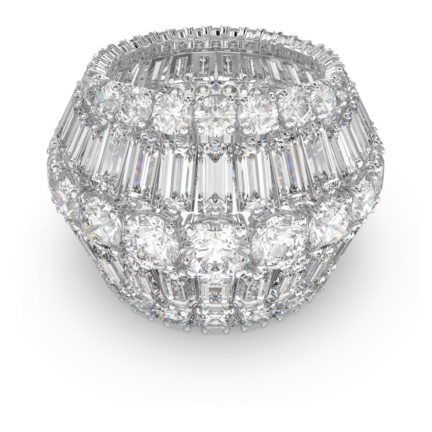 swarovski خاتم hyperbola كوكتيل، كبير، لون أبيض، طلاء روديوم