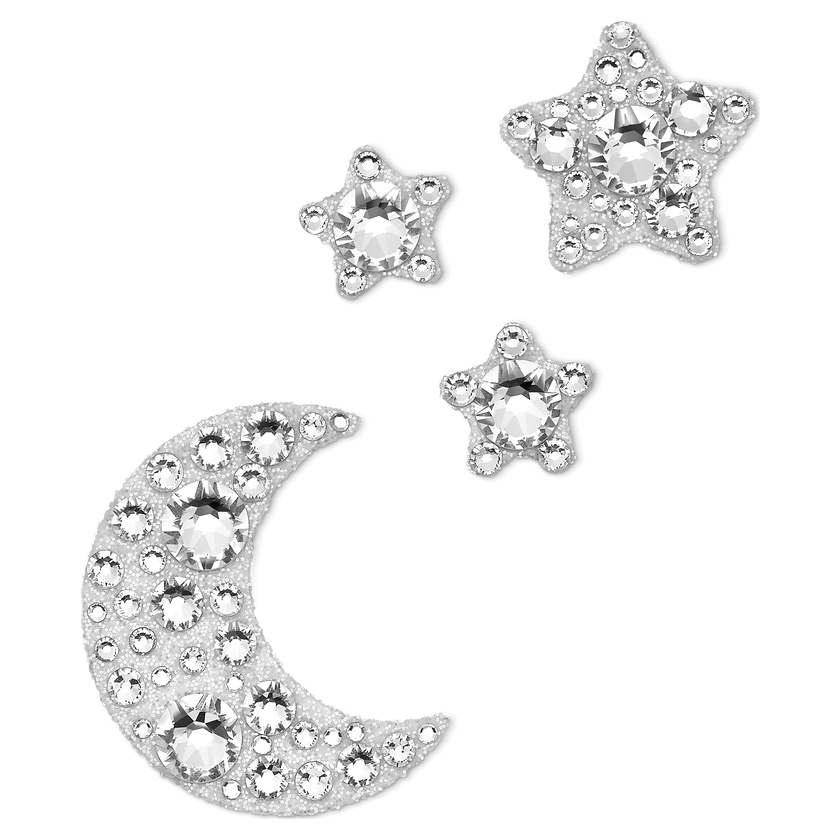 swarovski مجوهرات للجسم، طقم مكون من 4 قطع، على شكل هلال ونجمة، لون أبيض
