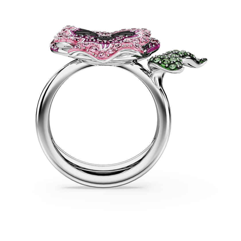 swarovski خاتم كوكتيل alice in wonderland، شكل زهرة، ألوان متعددة، طلاء روديوم