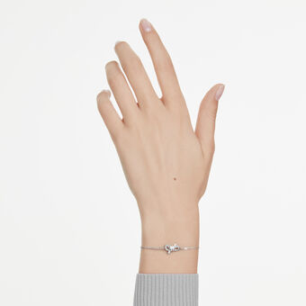 swarovski سوار lifelong، أحجار كريستال صغيرة متراصة، شكل أنشوطة، لون أبيض، طلاء روديوم