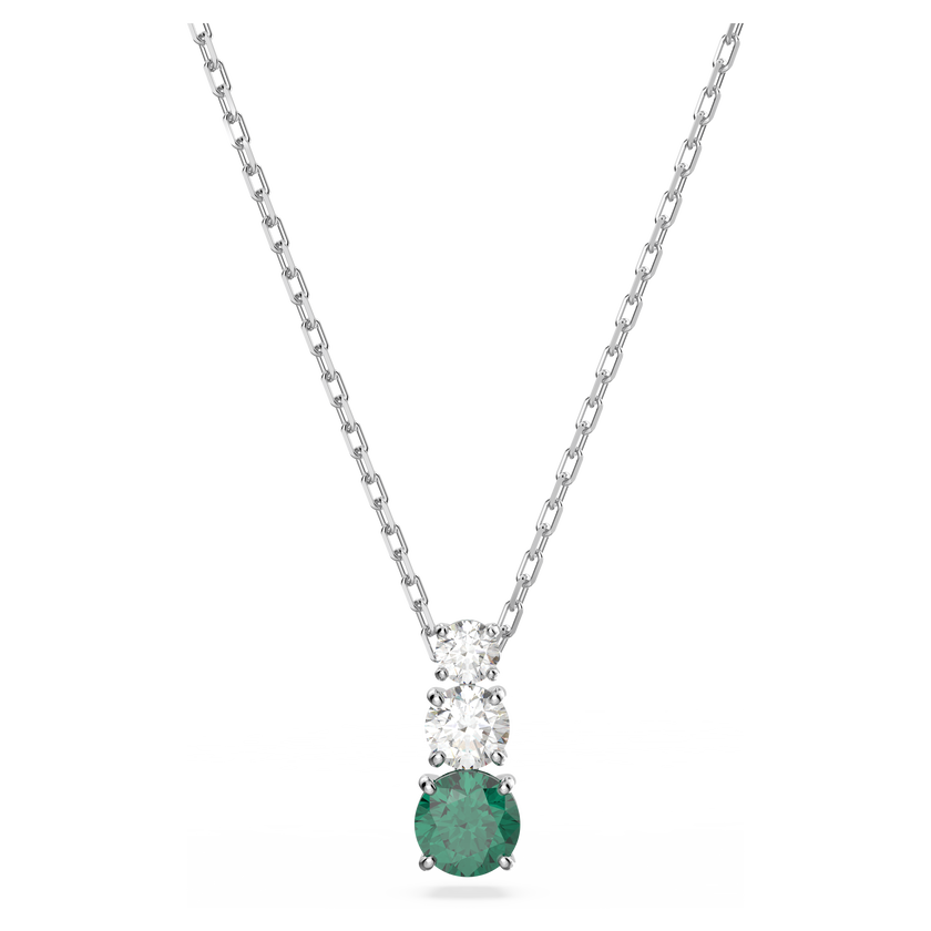 swarovski قلادة attract بثلاثة أحجار، لون أخضر، طلاء روديوم