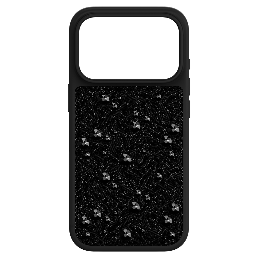 swarovski حافظة high للهاتف الذكي، كريستالات مسطحة من الخلف، iphone  17 pro، لون أسود