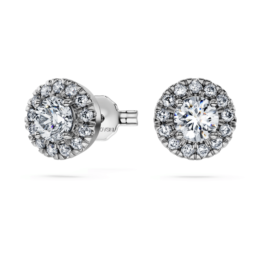 swarovski أقراط دبوسية eternity، أحجار ألماس مُصنعة في المختبر بإجمالي 0 75 قيراط، ذهب أبيض عيار 18