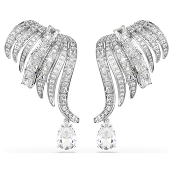 swarovski أقراط بمشبك vienna، قطع متنوع، بجعة، لون أبيض، طلاء روديوم