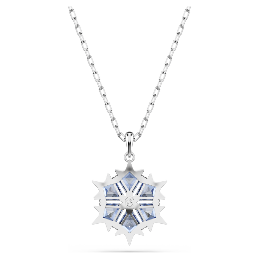 swarovski قلادة magic، شكل ندفة ثلج، لون أزرق، طلاء روديوم