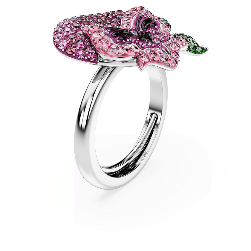 swarovski خاتم كوكتيل alice in wonderland، شكل زهرة، ألوان متعددة، طلاء روديوم