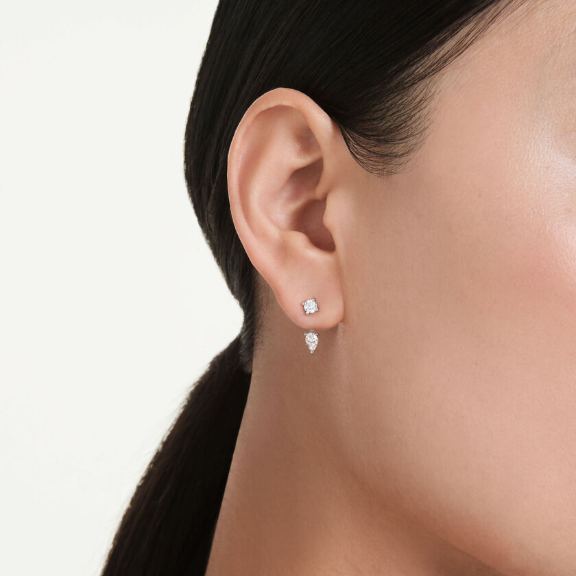 swarovski ملحقات أقراط galaxy، ألماس مُصنع في المختبر إجمالي 0 8 قيراط، شكل دائري، فضة استرليني