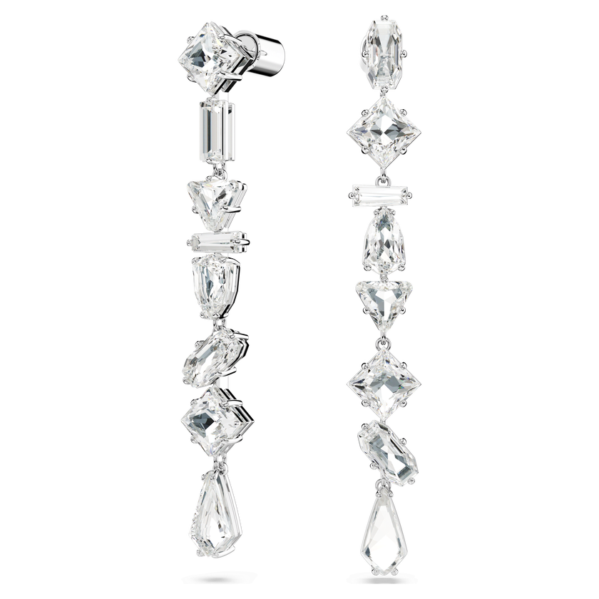 swarovski أقراط متدلية mesmera، قطع متنوع، طويلة، لون أبيض، طلاء روديوم