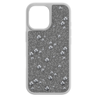 swarovski حافظة high للهاتف الذكي، كريستالات مسطحة من الخلف، iphone  17، لون فضي