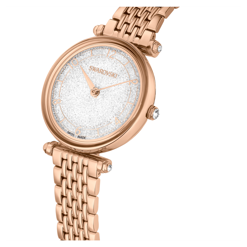 swarovski ساعة crystalline wonder، صناعة سويسرية، سوار معدني، لون ذهبي وردي، لمسة نهائية بلون ذهبي وردي