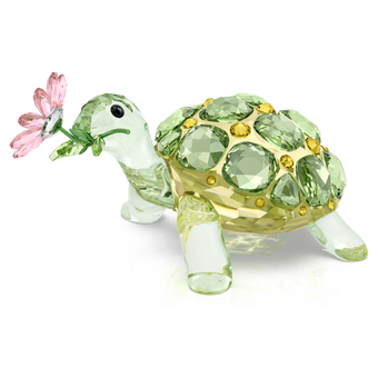 swarovski مجسم سلحفاة وزهرة أقحوان، مجموعة idyllia