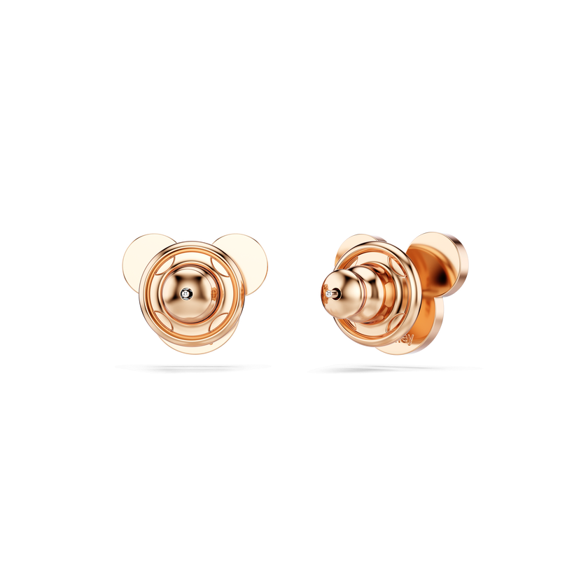 swarovski mickey   minnie stud earrings  black  rose gold tone plated