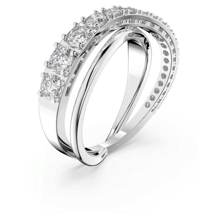 swarovski خاتم hyperbola، قطع مُستدير، لون أبيض، طلاء روديوم