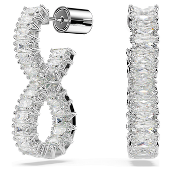 swarovski أقراط حلقية hyperbola، شكل إنفينيتي، لون أبيض، طلاء روديوم