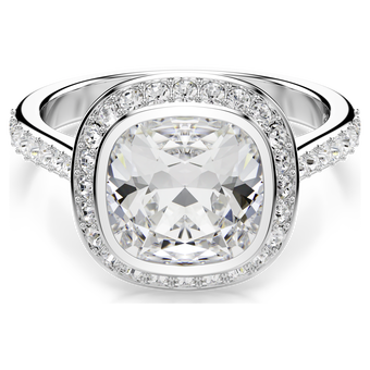swarovski خاتم الهالة una angelic، قطع كوشن، لون أبيض، طلاء روديوم
