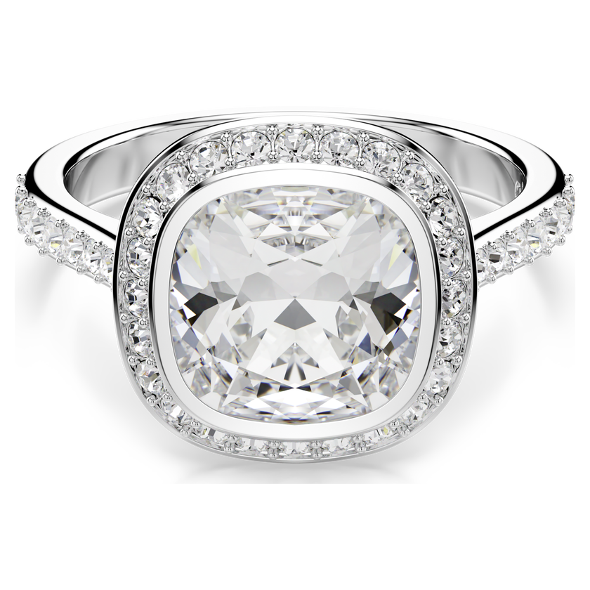 swarovski خاتم الهالة una angelic، قطع الوسادة، لون أبيض، طلاء روديوم