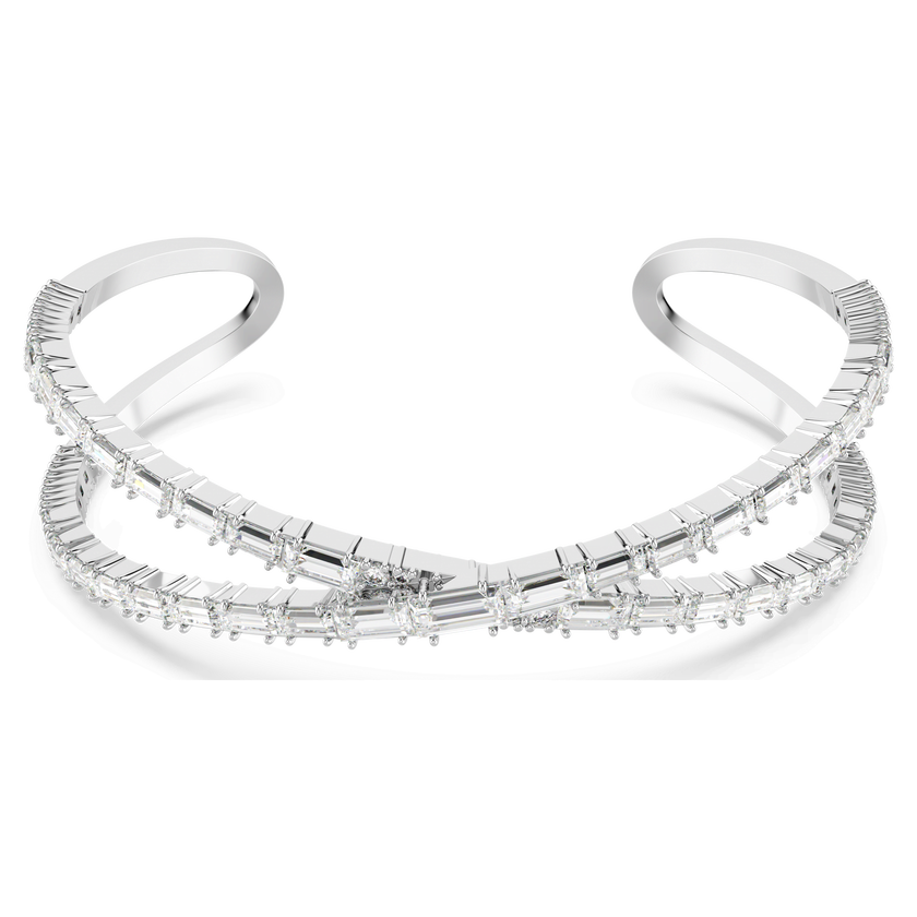 swarovski سوار hyperbola عريضة، شكل إنفينيتي، لون أبيض، طلاء روديوم