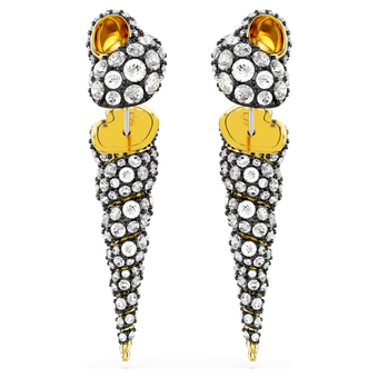 swarovski أقراط متدلية idyllia، تصميم غير متماثل، قطع مُستدير، شكل صدفة، لون أبيض لمسة نهائية من معادن مختلطة